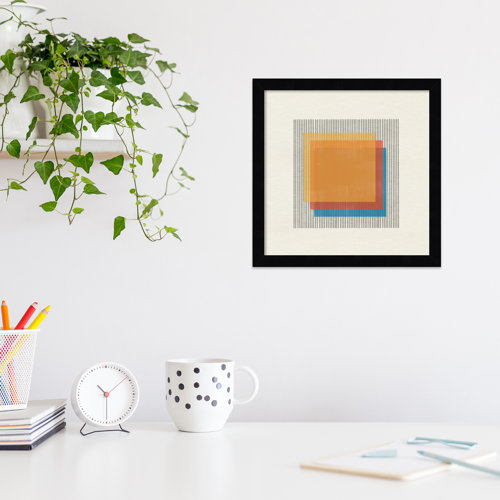 Midcentury Modern Squares No 1 by The MIUUS STUDIO Wood Framed Wall Art